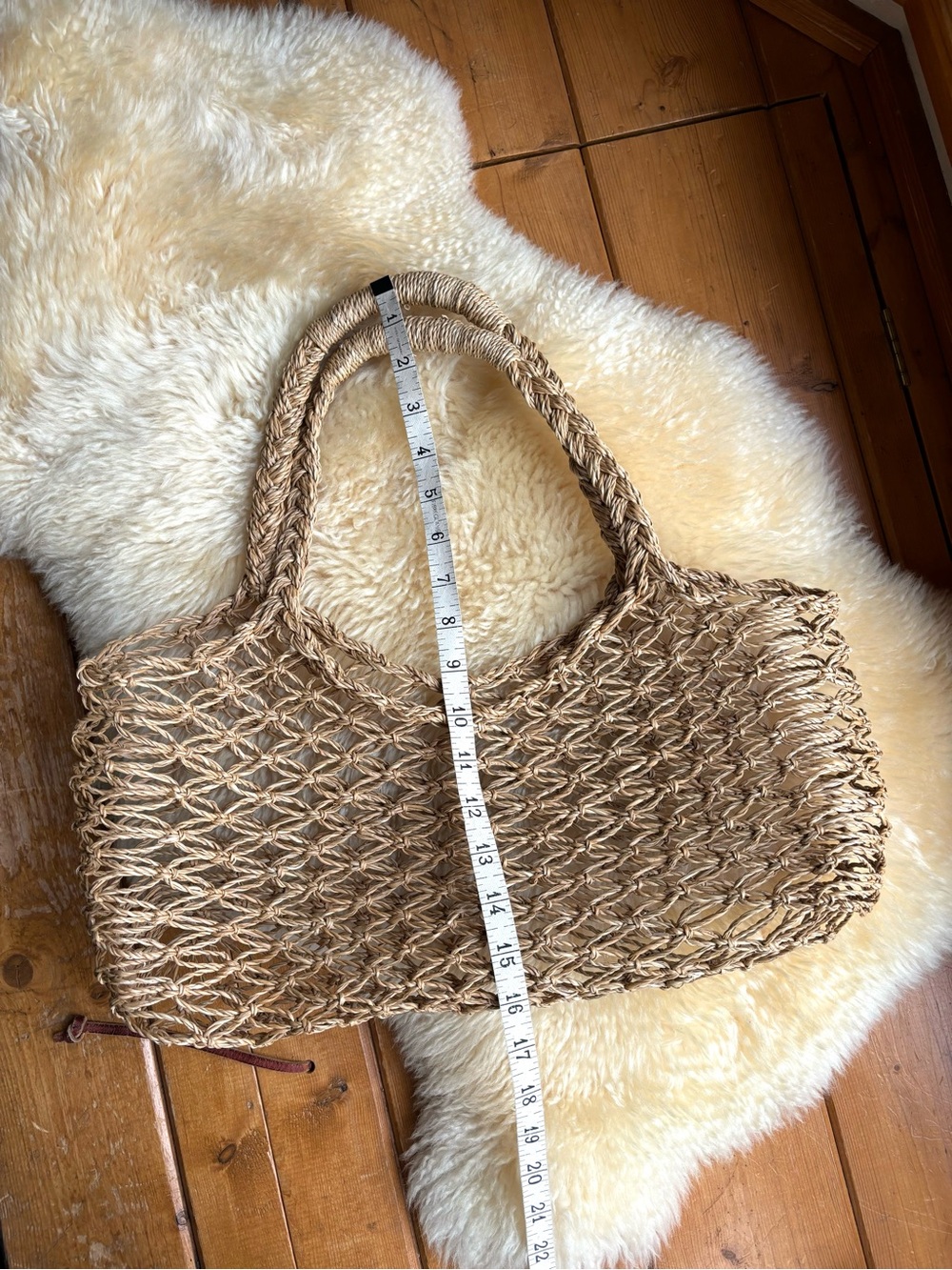 Vintage Woven Jute Market Bag - Picture 6 of 6